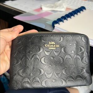 Coach Black Leather Coin Purse-no zipper to close